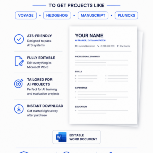 Handshake AI Resume Template — Project Manuscript, Hedgehog, Voyager & Seal (Editable MS Word)